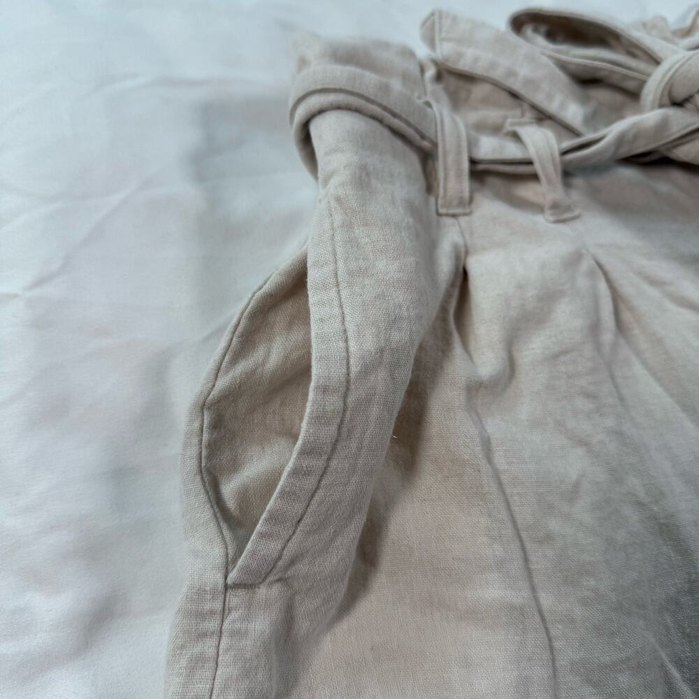 Abercrombie & Fitch High Rise Tie Waist Cream Beige Shorts Womens Large - Picture 3 of 8
